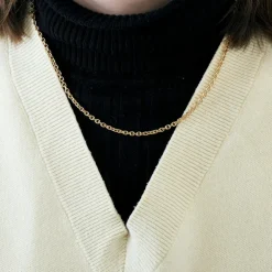 Collier chaine maille jaseron Pleine or jaune