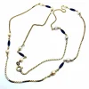 Collier chaine or jaune perles et émail bleu