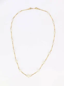 Collier chaine vintage batons or jaune perles