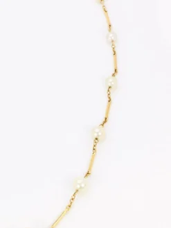 Collier chaine vintage batons or jaune perles