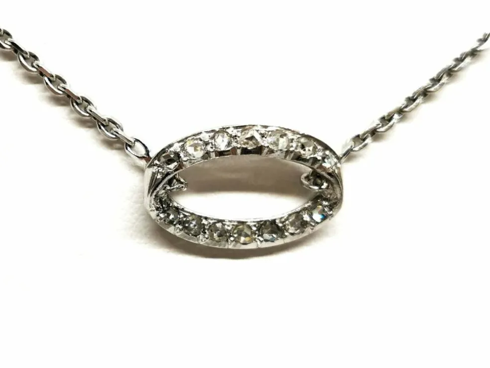 Collier Chaîne + pendentif Or blanc Diamant