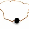 Collier Chaîne + pendentif Or rose Onyx