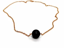 Collier Chaîne + pendentif Or rose Onyx