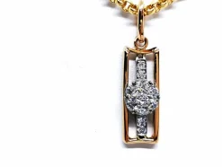Collier Chaîne + pendentif Or jaune, Or blanc Diamant