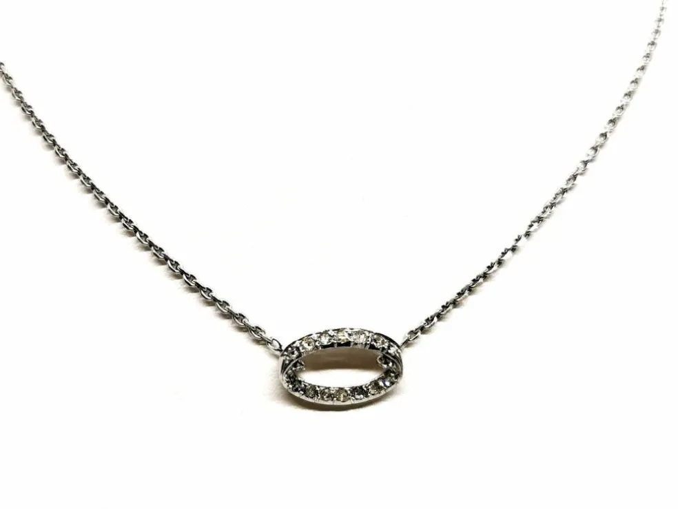 Collier Chaîne + pendentif Or blanc Diamant