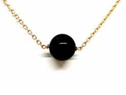 Collier Chaîne + pendentif Or rose Onyx