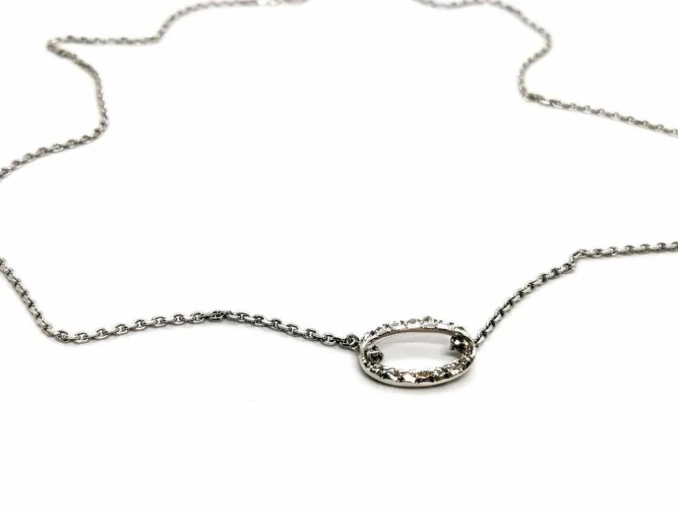 Collier Chaîne + pendentif Or blanc Diamant
