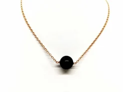 Collier Chaîne + pendentif Or rose Onyx