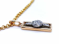 Collier Chaîne + pendentif Or jaune, Or blanc Diamant