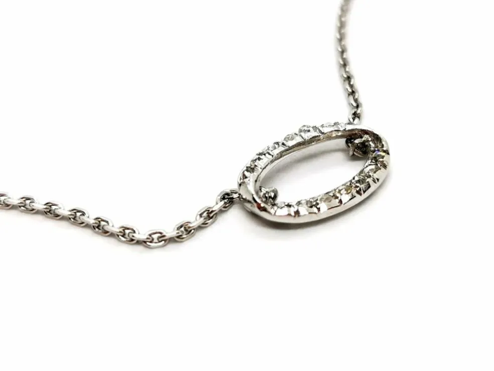 Collier Chaîne + pendentif Or blanc Diamant
