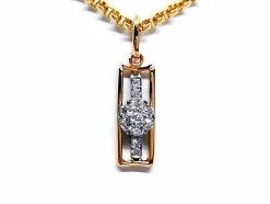 Collier Chaîne + pendentif Or jaune, Or blanc Diamant