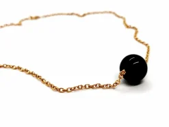Collier Chaîne + pendentif Or rose Onyx