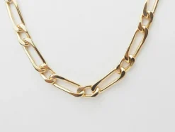 Collier chaîne maille figaro alternée en or jaune