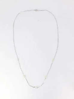 Collier chaîne vintage or blanc perles