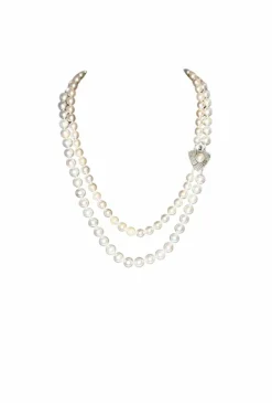 Collier Choker Double Rangs 109 Perles De Culture Fermoir Argent 42 Cm