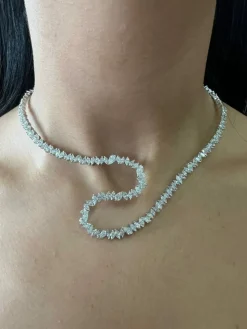 Collier choker or blanc diamants