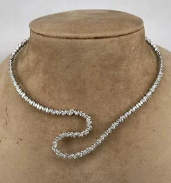 Collier choker or blanc diamants