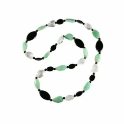 Collier chrysoprase, cristal de roche, jais, onyx