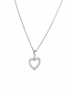 Collier coeur en or blanc et diamants