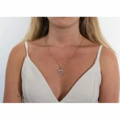Collier coeur en or blanc et diamants