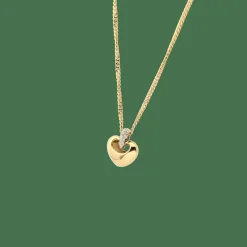 Collier coeur en or jaune et diamants