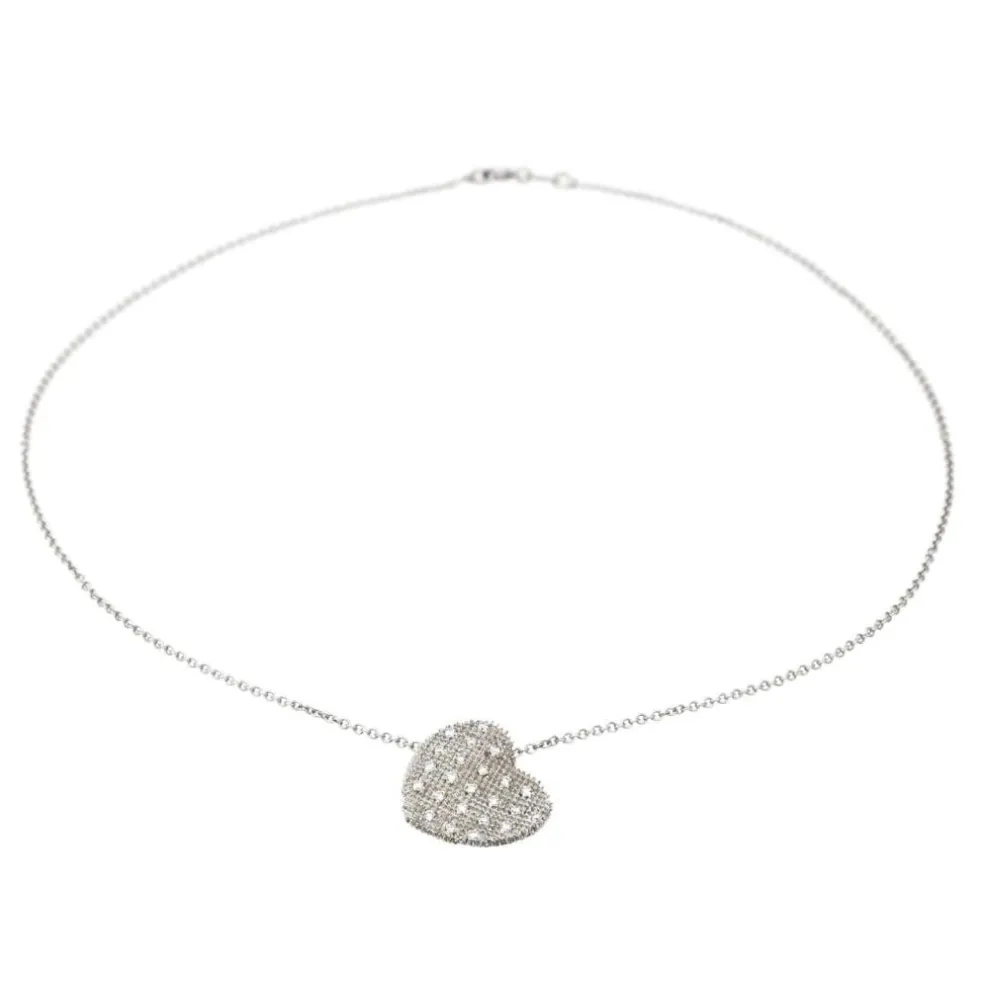 Collier Coeur Or blanc Diamant