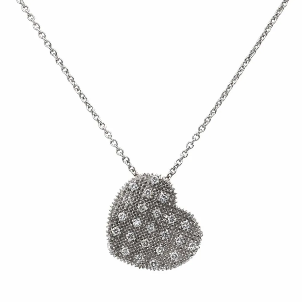 Collier Coeur Or blanc Diamant