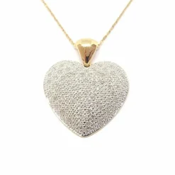 Collier coeur or jaune diamants