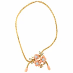 Collier Corail Peau d'Ange Or jaune et Diamant