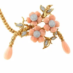 Collier Corail Peau d'Ange Or jaune et Diamant