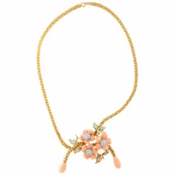 Collier Corail Peau d'Ange Or jaune et Diamant