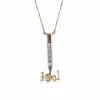 Collier crayon diamant Love des années 70, bijou vintage en or jaune 14 carats et jade