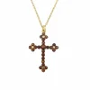Collier croix grenats