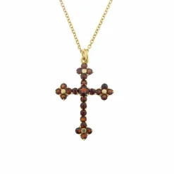 Collier croix grenats