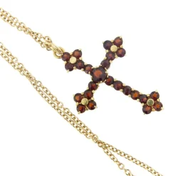 Collier croix grenats