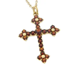 Collier croix grenats