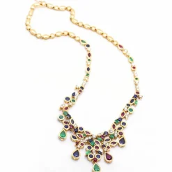 Collier CROWN avec pierres précieuses et diamants