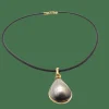 Collier cuir en or jaune et perle
