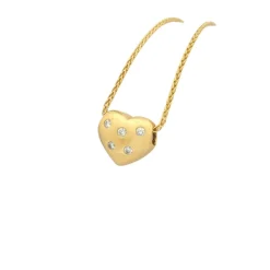 Collier cœur en or jaune et diamants