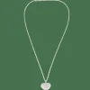 Collier cœur or blanc diamants
