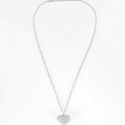 Collier cœur or blanc diamants