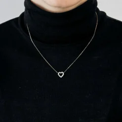 Collier cœur or rose et diamants