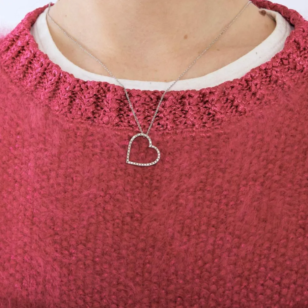 Collier D'Amour or blanc diamants
