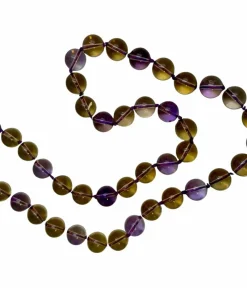 Collier de perles alternées en améthyste et en quartz citrine