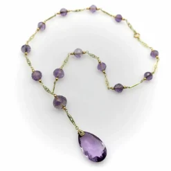 Collier de perles d’améthyste rose en or édouardien