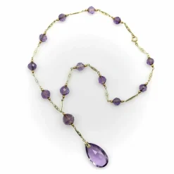 Collier de perles d’améthyste rose en or édouardien