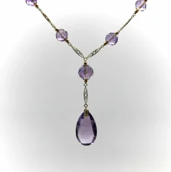 Collier de perles d’améthyste rose en or édouardien