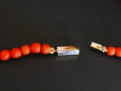 Collier De Perles De Corail Ancien Facettées, Fermoir Or