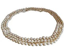 Collier De Perles De Culture 3 Rangs, Fermoir Perles
