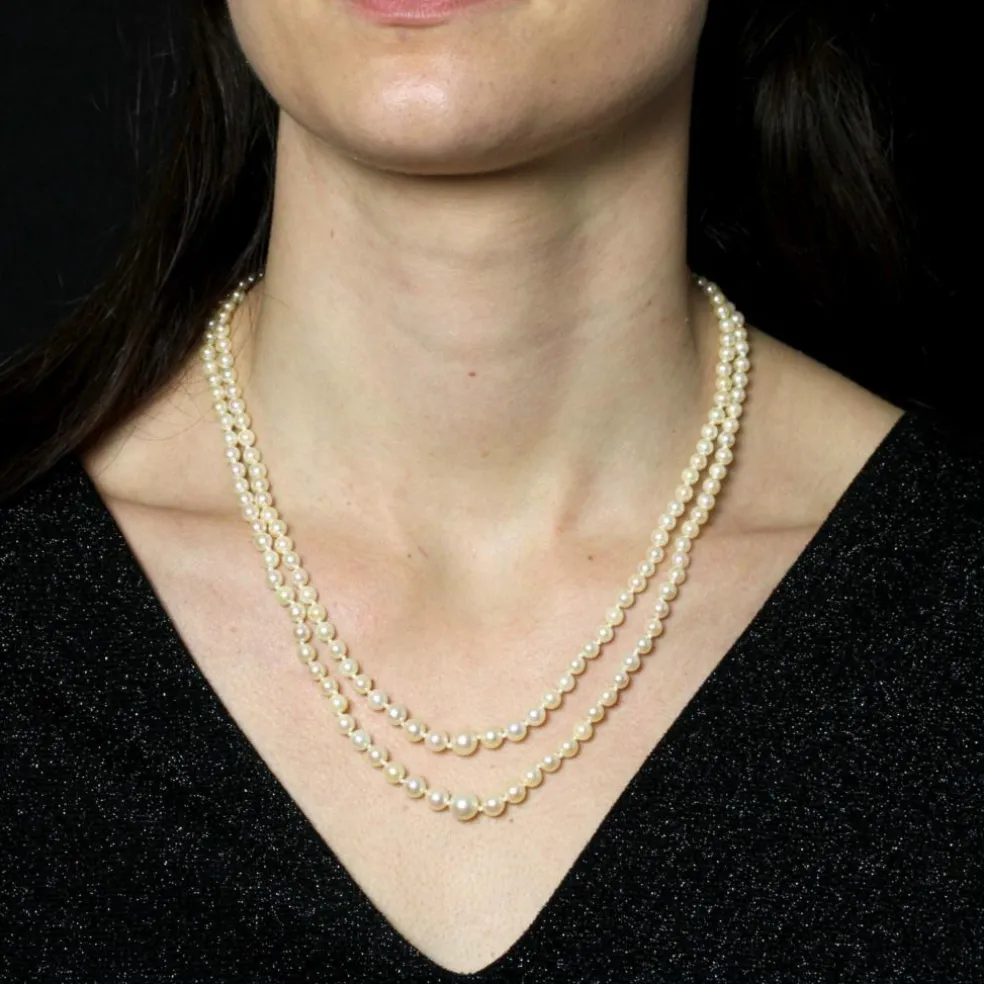 Collier de perles de culture double rang